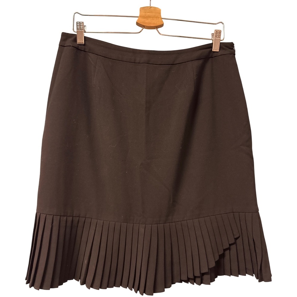 VERSAILLES Black Pleated Ruffle Hem‎ Knee Length Skirt Women's Size 12